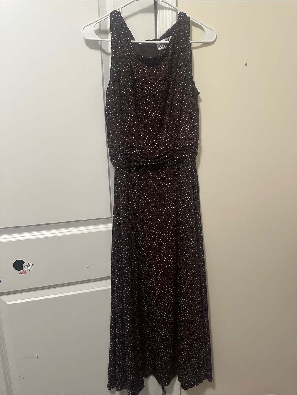 Jessica Howard Brown Midi Dress with White Polka Dots